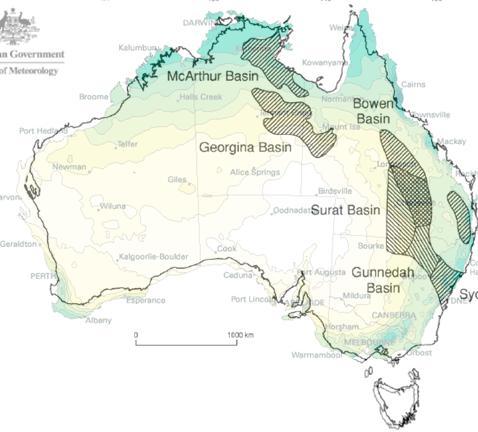 Rainfall Map Superimposed on the Coal Seam Basin