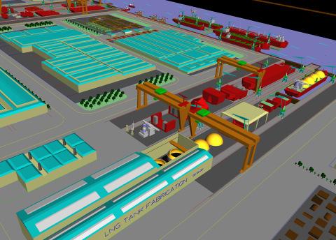 layouts of stand alone and yard integrated fabrication sites - estimation of investment costs - specification of