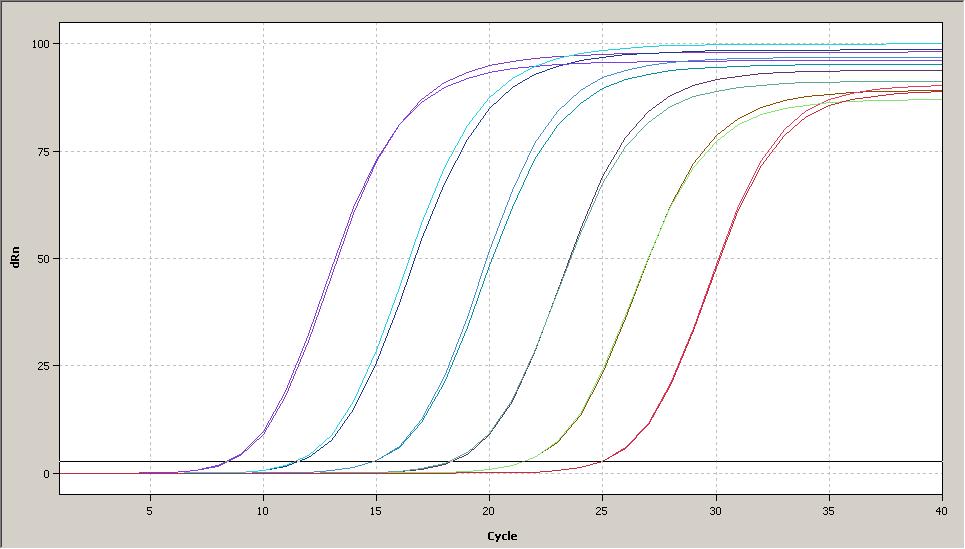 Section VI 7 Application examples Detection of the amplified products of the SRY gene of a dilution series of human DNA using the innumix qpcr MasterMix SyGreen. Nr. Dilution Ø Ct-value Nr.