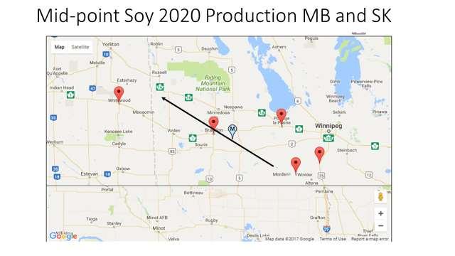 THE CENTRE OF SOYBEAN PRODUCTION IS MOVING NORTHWEST The midpoint of