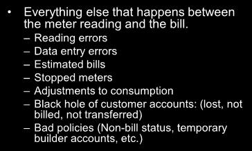Systematic Data Handling Errors Everything else that happens between the meter reading and the bill.