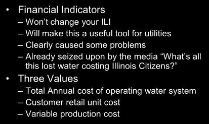 It s the Money Financial Indicators Won t change your ILI Will make this a useful tool for utilities Clearly caused some problems Already seized upon by the