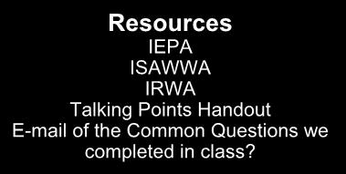 Resources IEPA ISAWWA IRWA