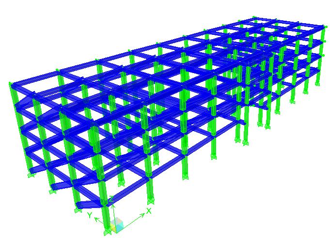 Figure 3.1. 3D Model Table 3.2. Material and Geometrical Properties Material Properties Geometrical Properties Element Modulus of Elasticity Compressive Strength Element Height Width Beam/Slabs 21.