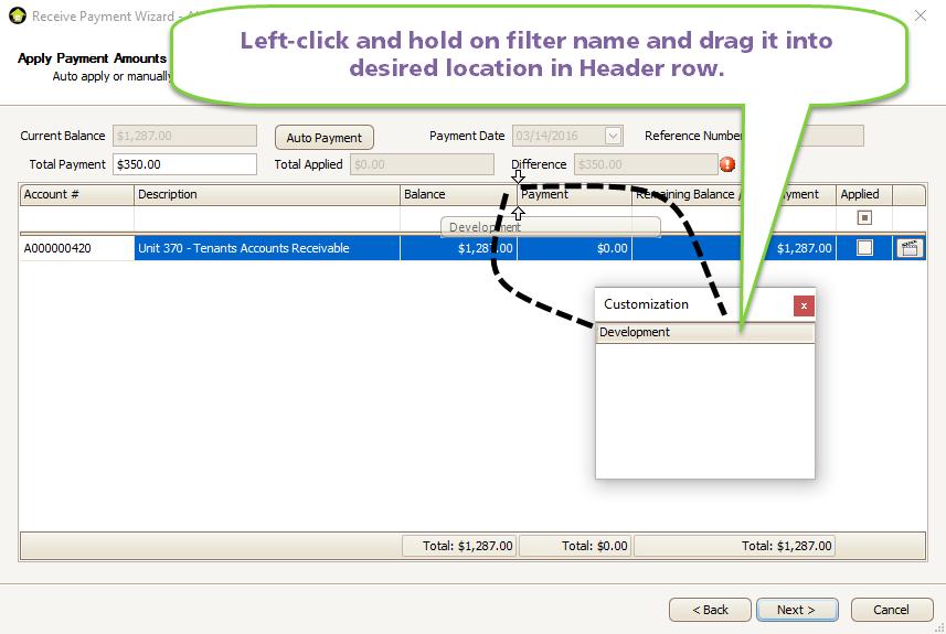 8. You can filter by Development by clicking on the Funnel button in Development header.