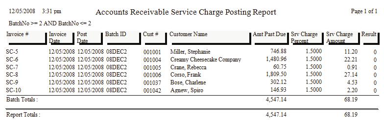 Service Charge Posting Report by Batch Note: This report is not available for QuickBooks or StarBuilder users, as all service charge processing takes place in QuickBooks or StarBuilder Description: