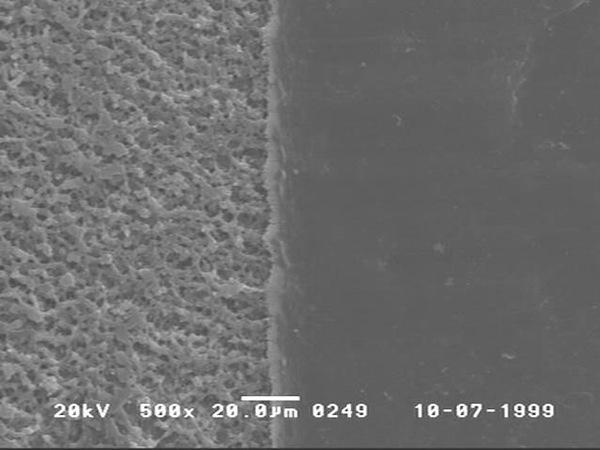 Figure 4: The conductive (left) and non-conductive (right) surface of an LDS grade material The rough-looking, micro-etched texture as seen on the left fulfills the secondary function of the LDS