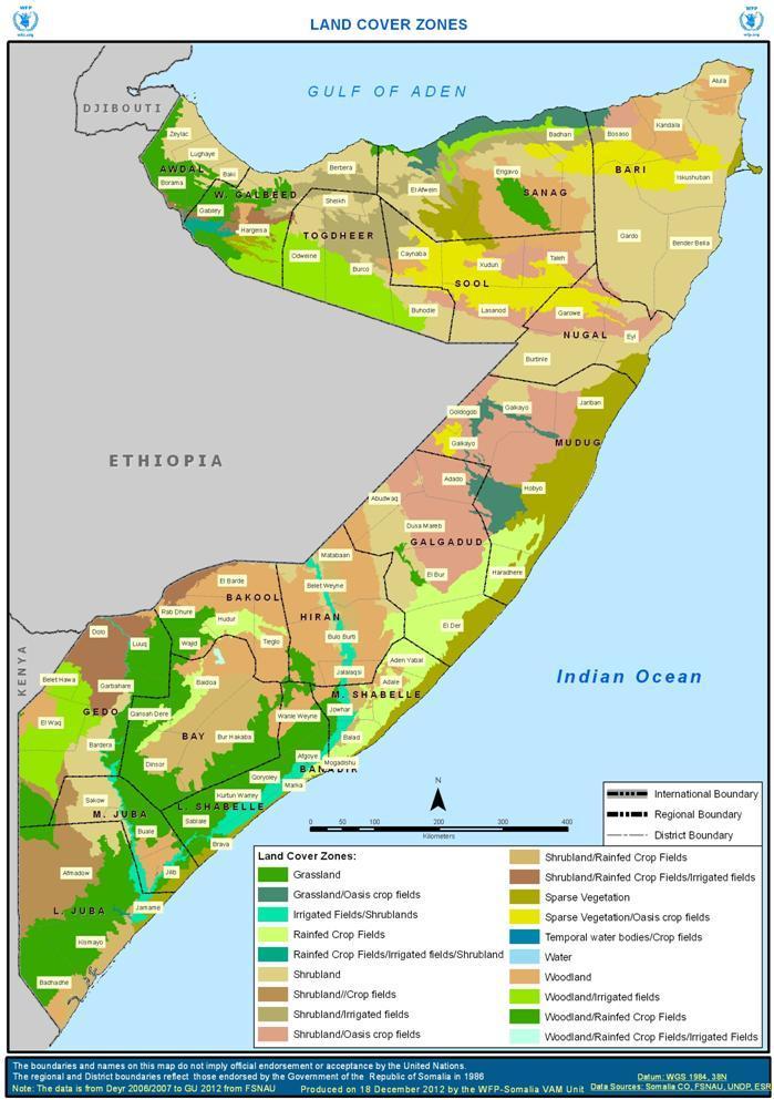 4.2. Land Cover The following maps depict the different land cover zones within the country, as well as areas affected by belowaverage vegetation growth or land degradation.