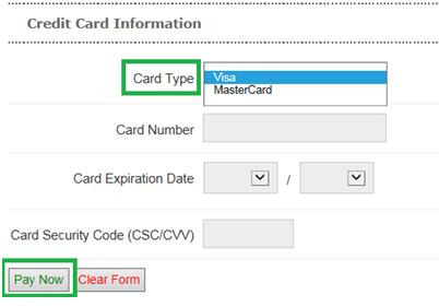 Click Card type>> Enter card details>> click Pay Now 3.5 