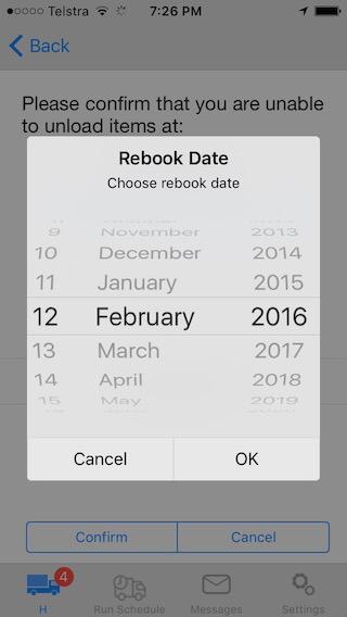If future date is unknown, select Rebook date not confirmed.