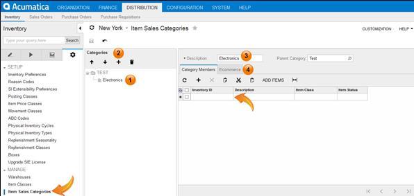 6. CREATION OF ITEM SALES CATEGORY Navigation: Distribution Inventory Configuration Item Sales Categories 1. Select the company 2. Click on plus button to add new category under default category. 3.