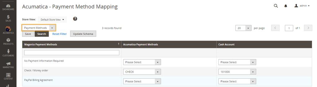 Acumatica Payment Methods from the Drop down list and then click on Save Map the Magento Order Status with