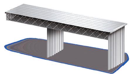 Roof incorporates a slight slope to provide drainage Roof system can be designed and installed on other