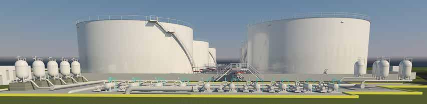 Rendering of Fuel Receiving Facility view looking north Fuel Receiving Facility The Fuel Receiving Facility will include six aboveground vertical carbon steel single wall tanks, each approximately 33.