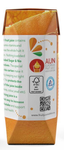 Juice Matters branding & key messages on-pack Dynamic QR code on all packs, allowing for landing page to be