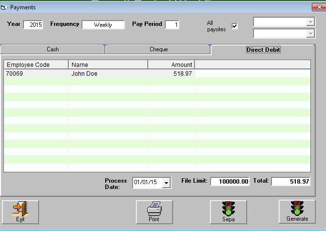 The Cash or Cheque tab simply show the total cash or cheques required.