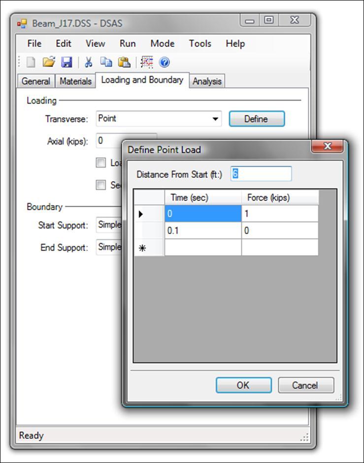 3 Loading Options DSAS offers several different loading options based on the component type.