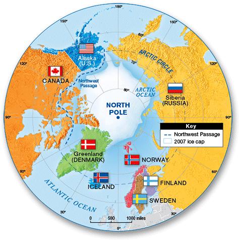 The Arctic Around the North Pole Boundary: Arctic Circle 66 33 N Arctic Ocean Canada, Russia, USA, Iceland, Norway, Sweden, Finland and Greenland (Denmark) Temperature: