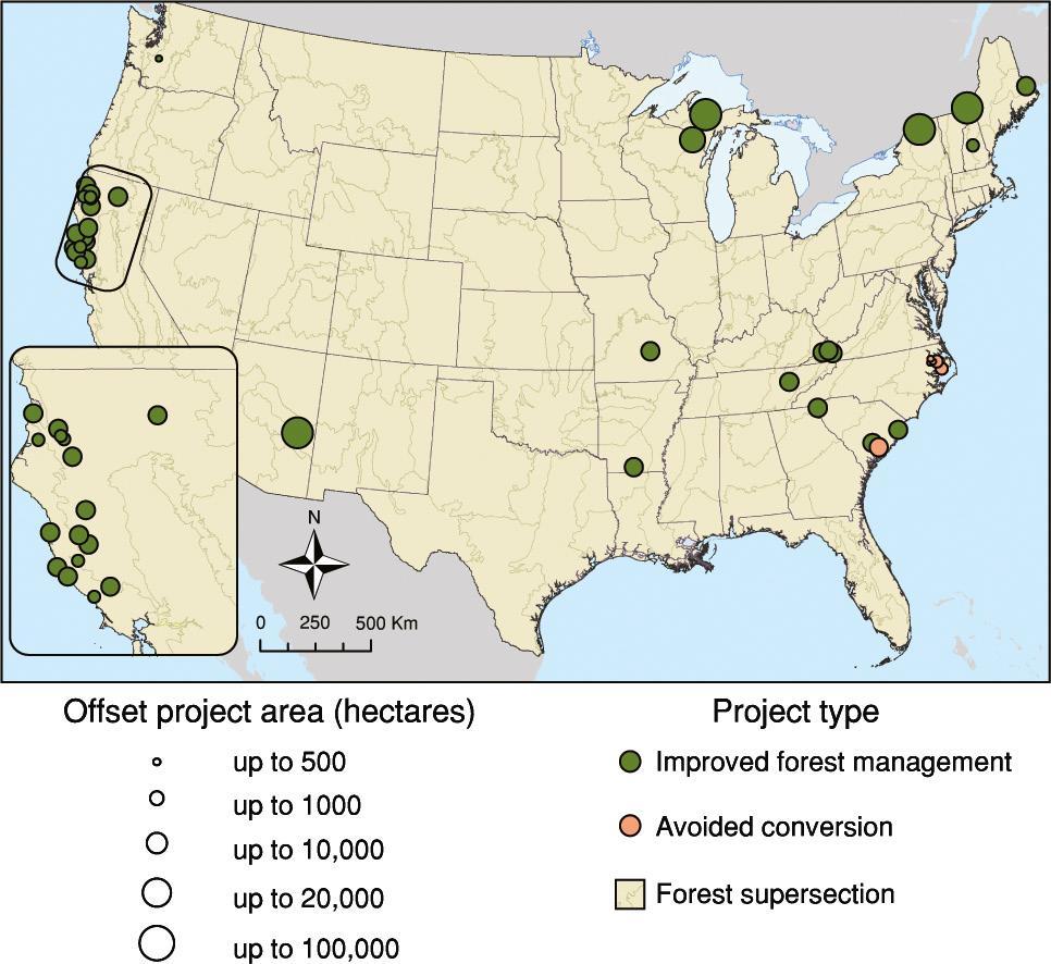 ARB Forest Offset Project Locations Most of the U.S.