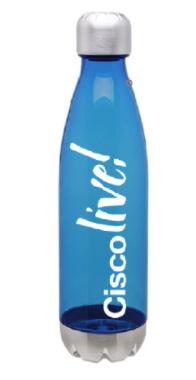 WATER BOTTLES As the offical sponsor of the Cisco Live reusable water bottle you get maximum brand exposure with your company logo as you help attendees stay hydrated.