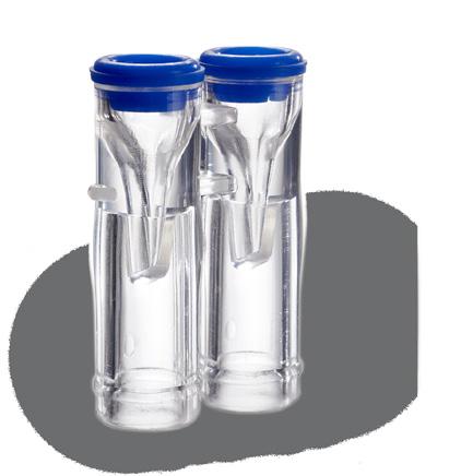 Precision-molded polymethylpentene universal vials accommodate run buffer, sample and micro vials.