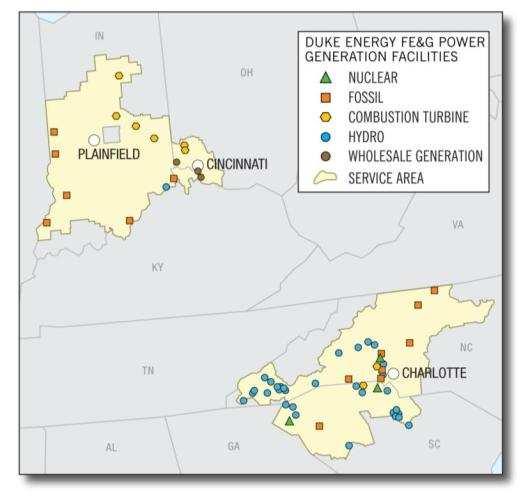 Duke Energy at a Glance Regulated utility operations in 5 states: North Carolina, South Carolina, Indiana, Ohio and Kentucky 50,000 square miles of service area 27,000