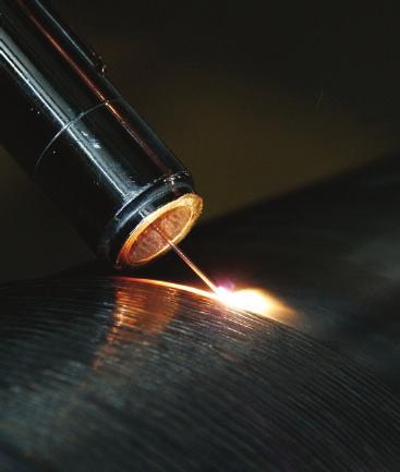 Laser cladding provides a metallurgical bond between the