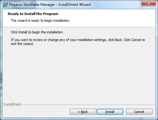 The last configuration screen allows you to confirm the installation of Stocktake. The installation will now proceed and place all required files and folders as required.