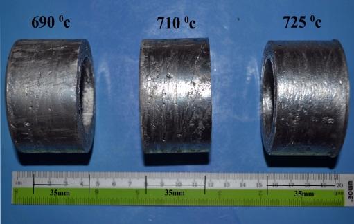 The difference in the temperature of the melt of 690, 710 and 725 C used as a parameter for this study in which the temperature difference will cause differences in terms of changes in hardness and