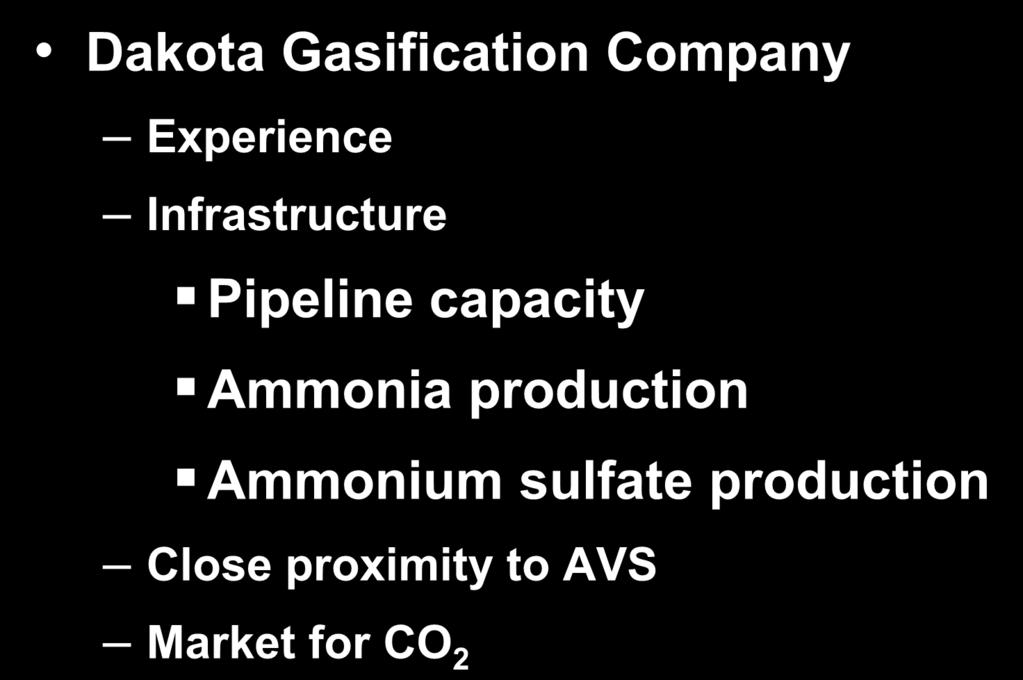 CO 2 Capture - AVS Dakota Gasification