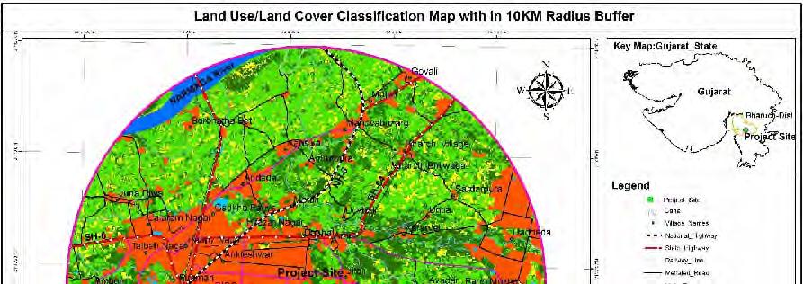 FINAL EIA /EMP REPORT FOR PROPOSED ENHANCEMENT IN Map for the Land use classification found within 10 Kms.
