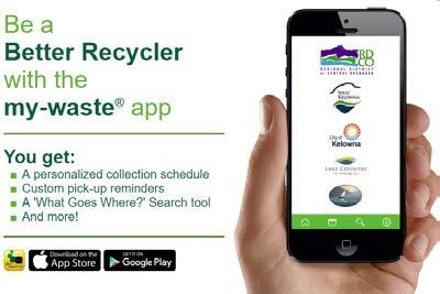 TNRD SWMP Review Options for Waste Reduction and Diversion Case Study: RDCO My Waste App: Currently the Regional District of Central Okanagan boasts 8,202 users who receive relevant information