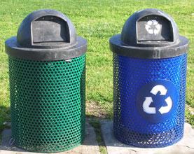 glass bottles in place throughout City parks, sidewalks, and parking lots next to waste containers.