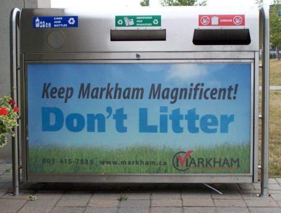 Appendix E Education / Promotion Overall Approach Examples Markham Silver Box Public Space Recycling Container In Markham over 25% of residents do not receive door-to-door mail delivery and must