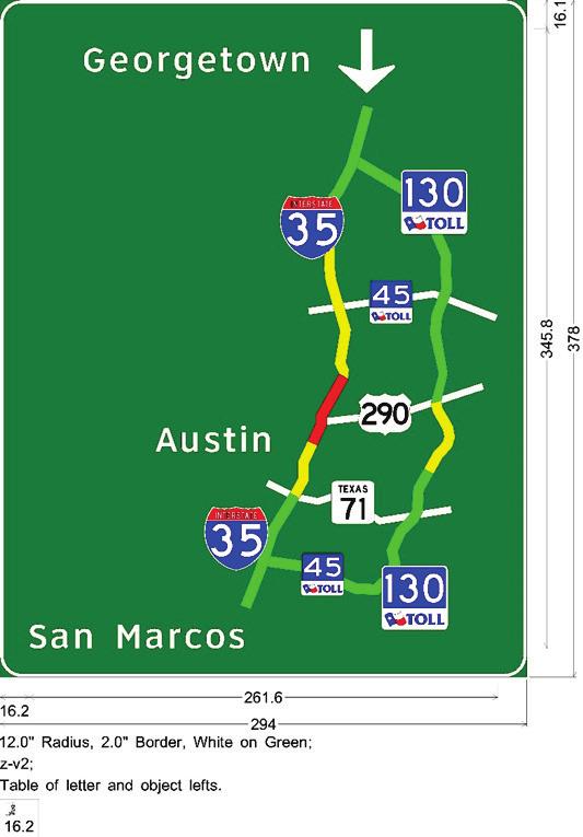 Figure 5. Proposed GRIP Sign for Southbound I-35 in Austin.