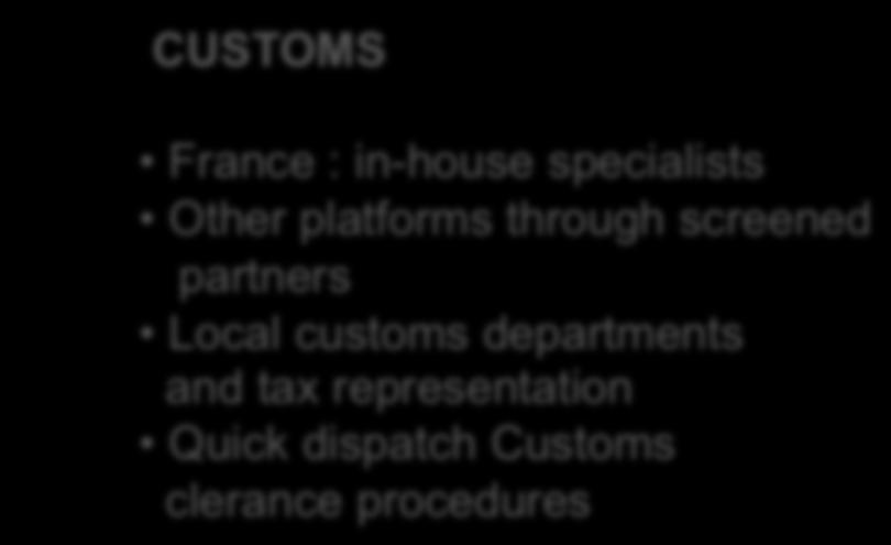 screened partners Local customs departments and
