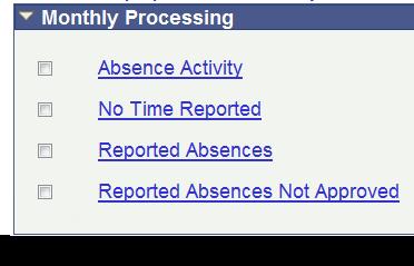 8. Enter your search criteria in the Absence Report Search.