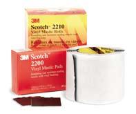(2210 Tape) 19mm x 6m 38mm x 6m Backing and Mastic: * Thickness 0.815mm (19x38mm rolls) * Thickness 1.18mm (101mm rolls) (2200 Pads) 114mm x 165mm Backing and Mastic: * Thickness 3.