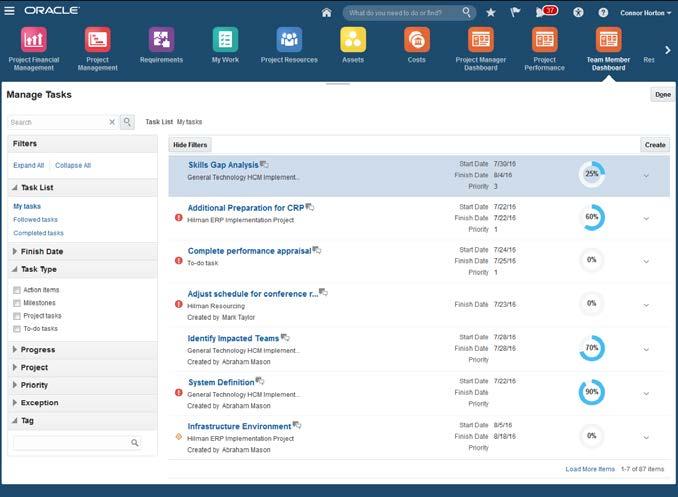 Empower the Team Member Oracle Task Management Cloud lets organizations manage all work and related interactions in a consolidated place.