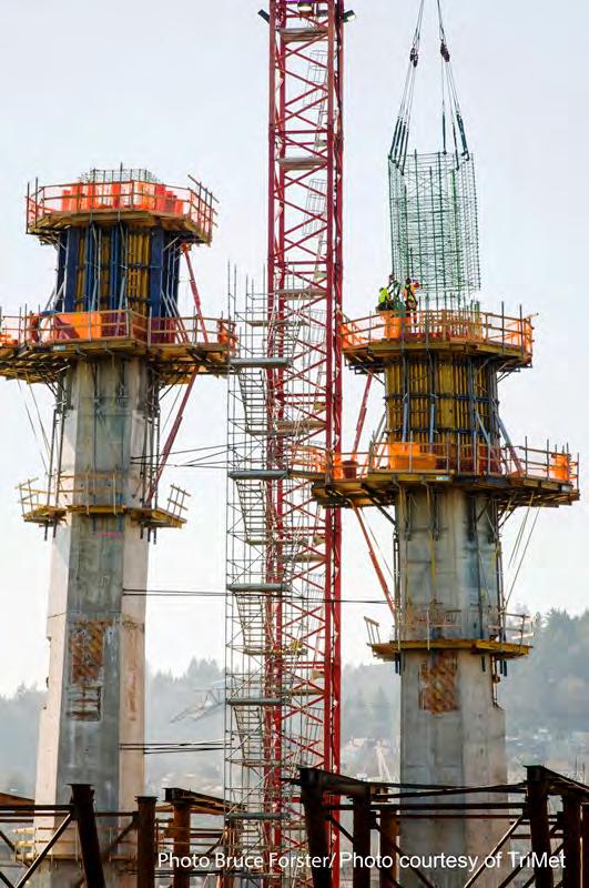 The bridge's 180-ft. tall pylons were cast in multiple lifts using jump forms.