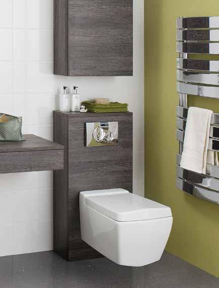 WALL HUNG WC SUPPORT FRAMES Wall mounted furniture cleverly makes a compact bathroom appear less cluttered and more spacious.
