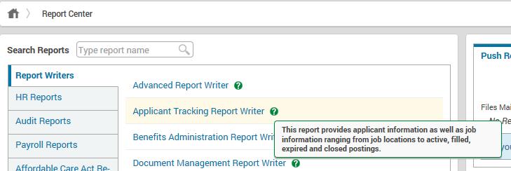 Simply enter what you re looking for, and a list of related reports displays in the drop-down menu. Below that, you ll see your available reports.