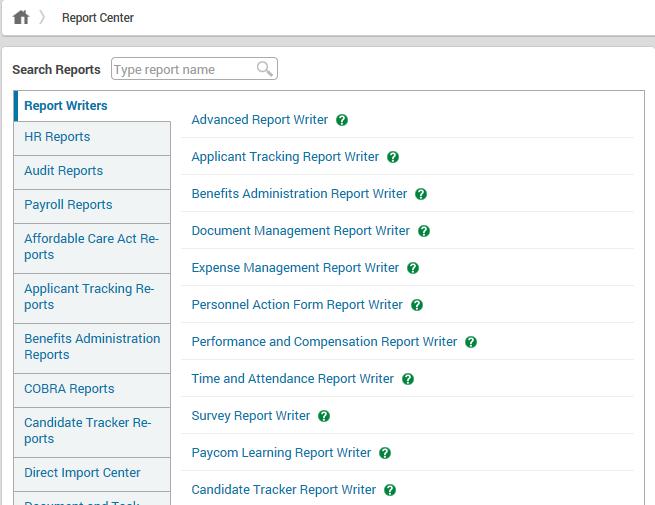 This handy tool allows you to create customized reports that can include employee and payroll information, and it s found at the top of your