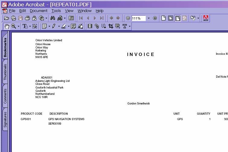 Traceable Items in Repeat Invoice Facility Pegasus