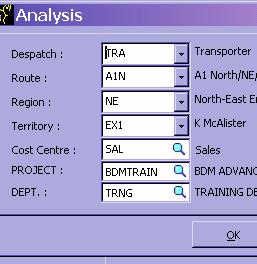 The above example shows the same Analysis details as seen in the Sales Ledger previously.