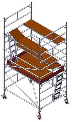 10c. Standing on Full working platform Add a Standard Platform in temporary position 2 rungs down and directly below gap between top access