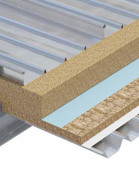 Acoustic Insulation ACOUSTIC ROOF SLAB 571 & 572 designed for use in double skinned metal roofing systems to enhance sound absorption performance.