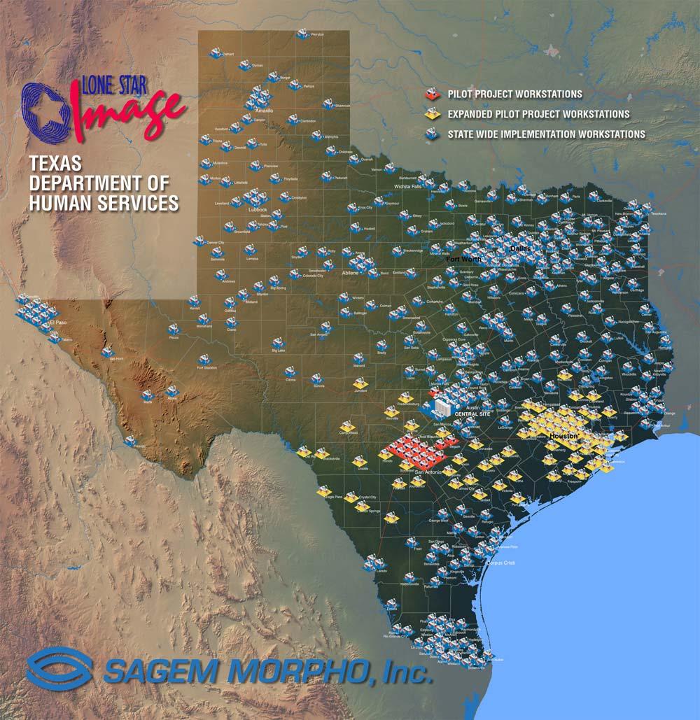 Map of enrollment locations throughout Texas B.