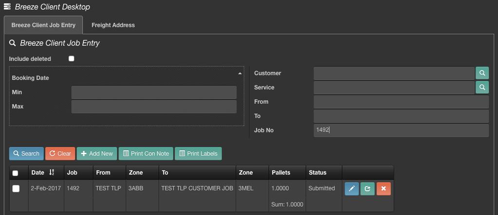 Adding New Jobs Click to add a new job. This will take you into the new job entry screen.