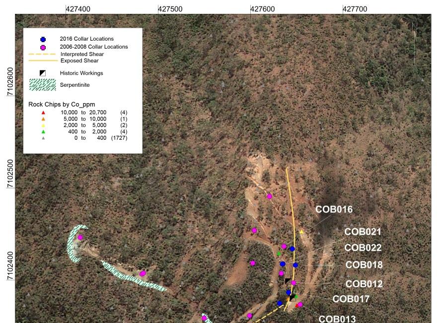 Zone 1 Enriched, near surface cobalt-manganese oxide 2016 work program demonstrated potential for high grade cobalt at
